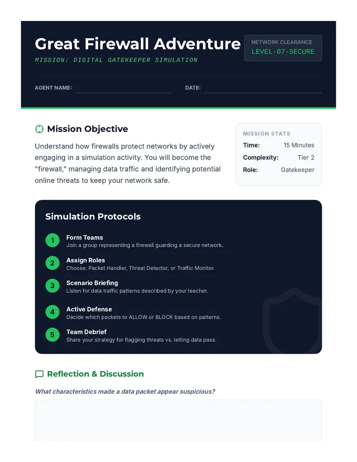 Firewall Simulation Activity Sheet
