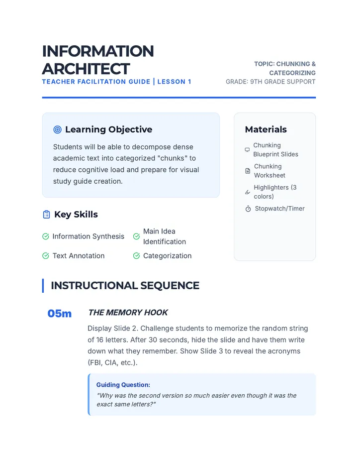 Information Architect Teacher Guide