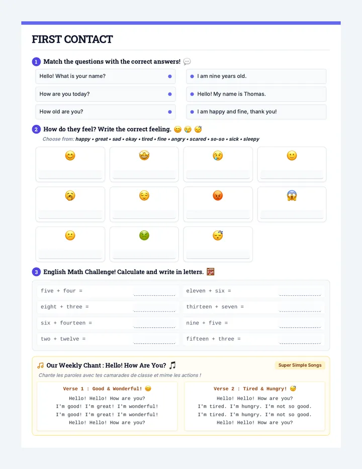 First Steps Worksheet