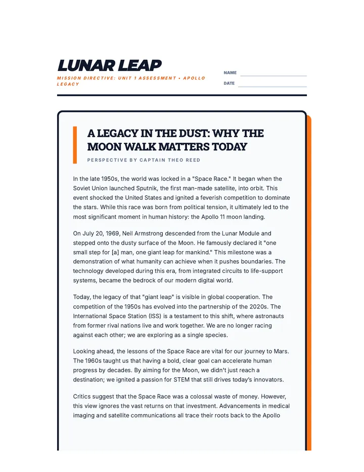 Lunar Leap Assessment