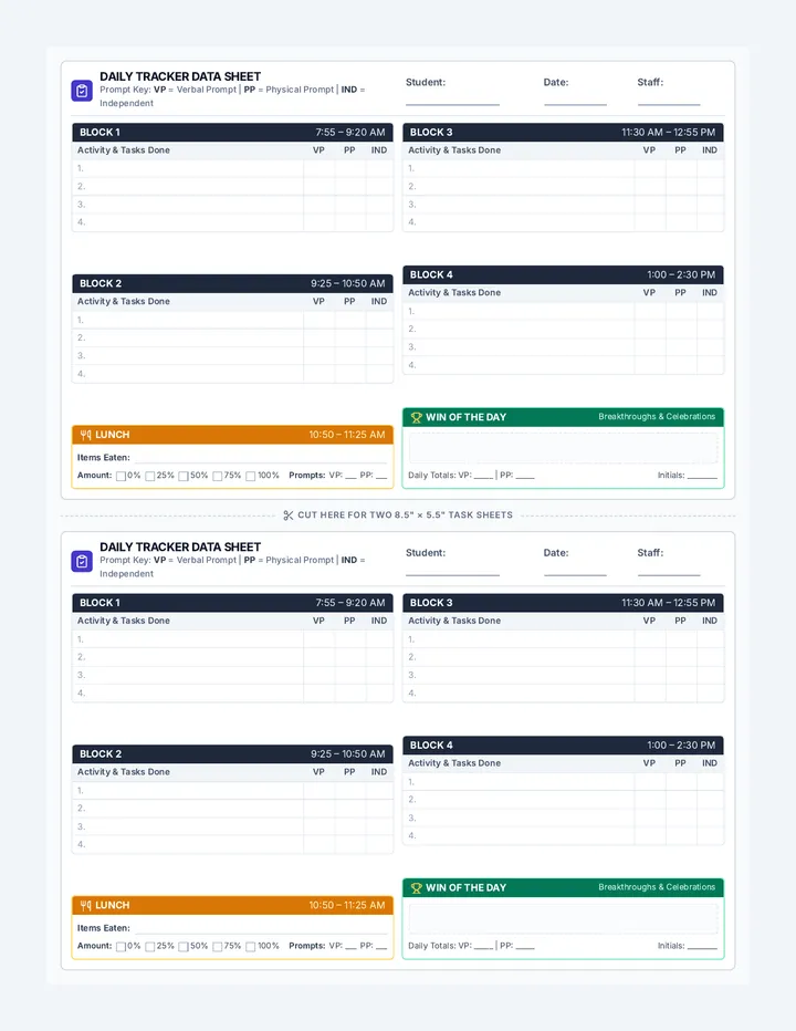Daily Focus Data Sheet