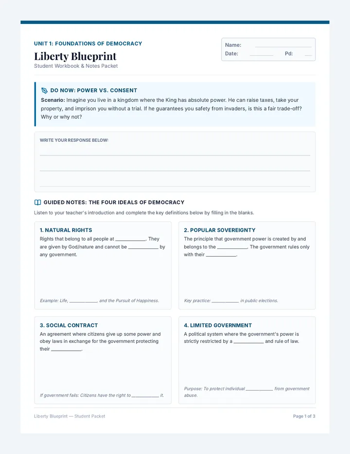 Liberty Blueprint Student Packet