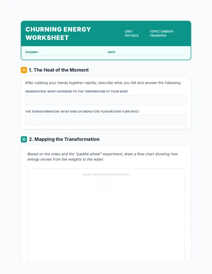 Churning Energy Worksheet