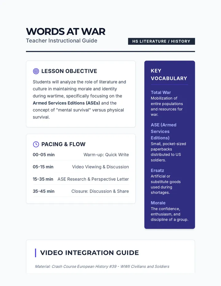 Battlefield Books Teacher Guide