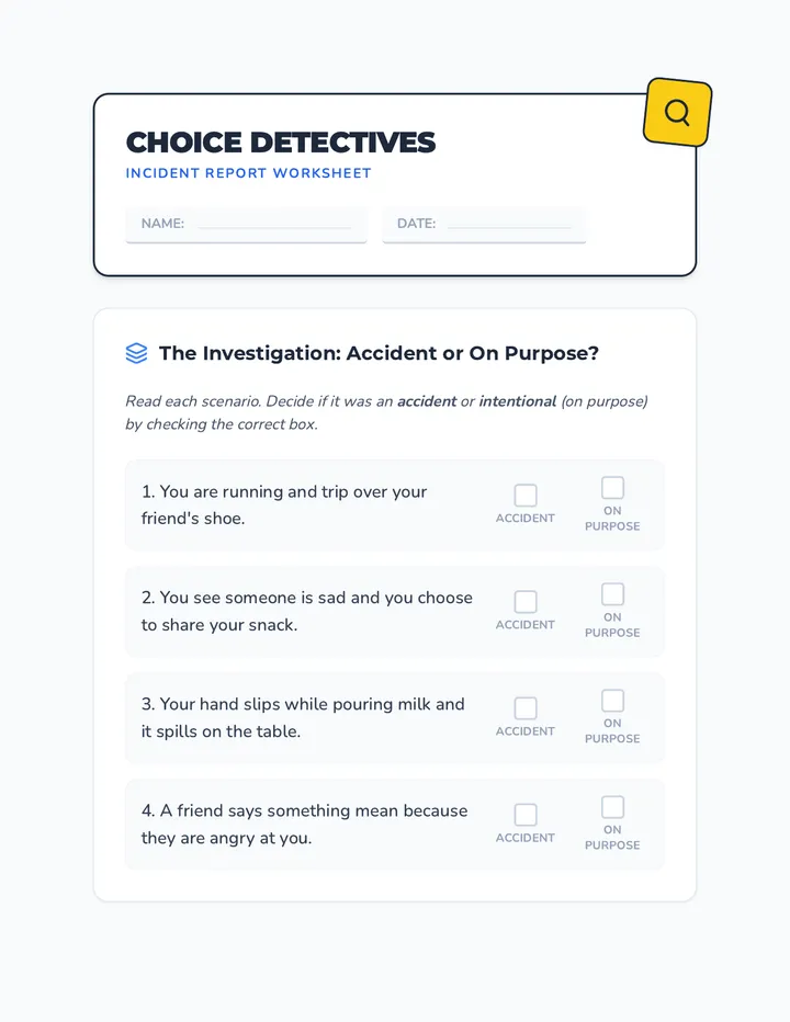 Choice Detectives Worksheet