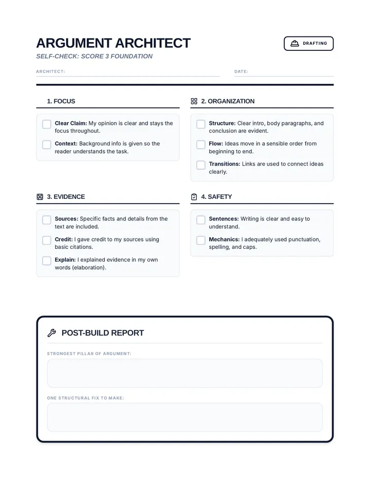 Argument Architect Checklist Material