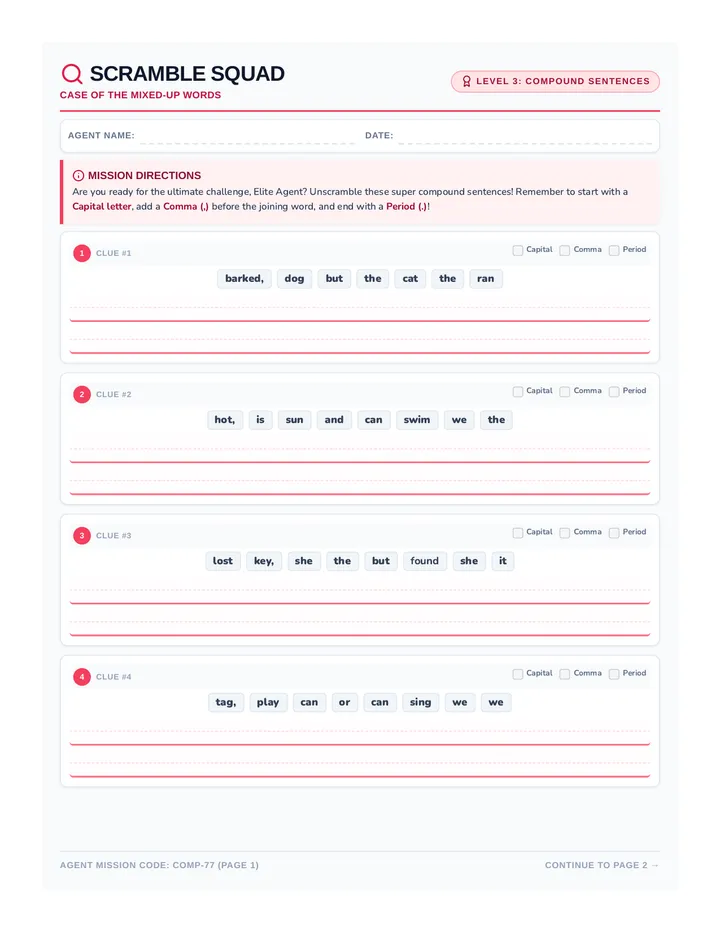 Scramble Squad High Worksheet