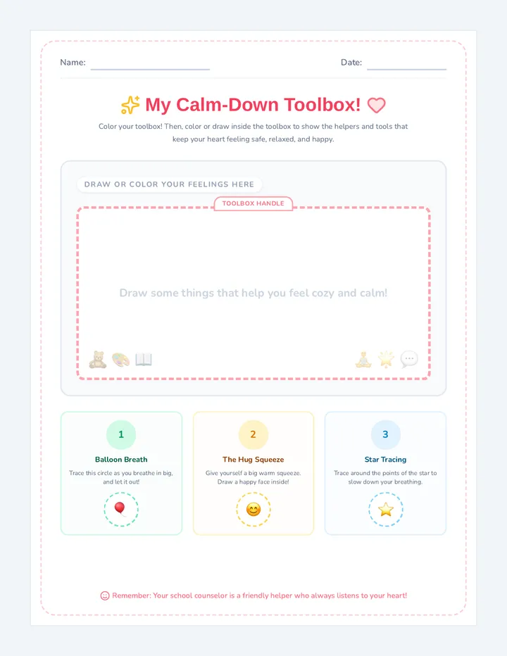 Calm Down Toolbox Worksheet