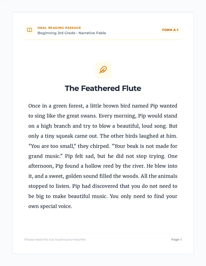 Fluency Student Passages Handout