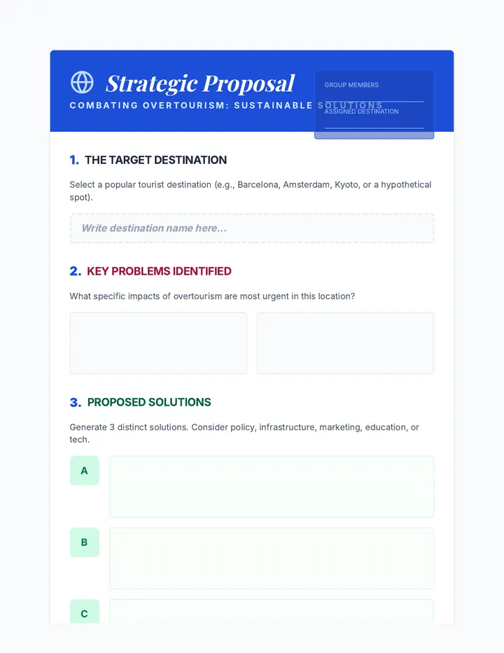 Sustainable Solutions Activity Sheet