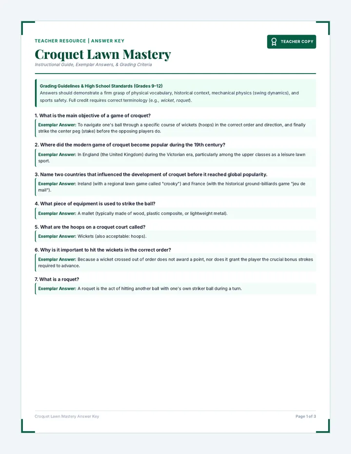 Lawn Mastery Answer Key