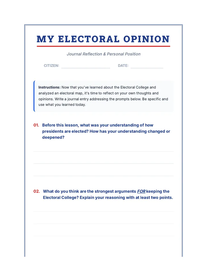 My Electoral College Opinion Journal
