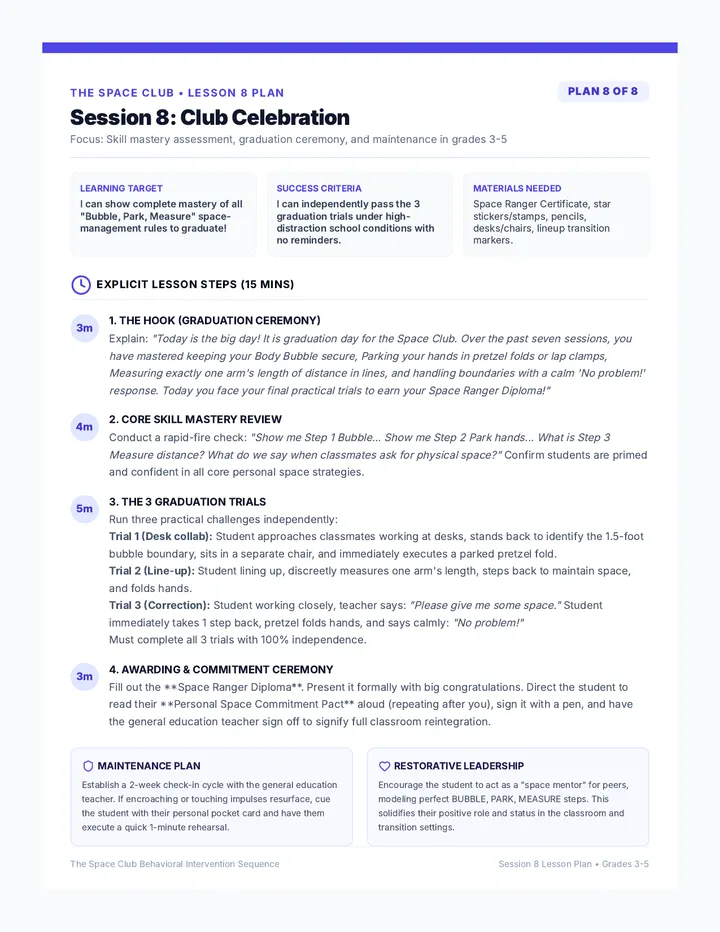 Club Celebration Lesson Plan