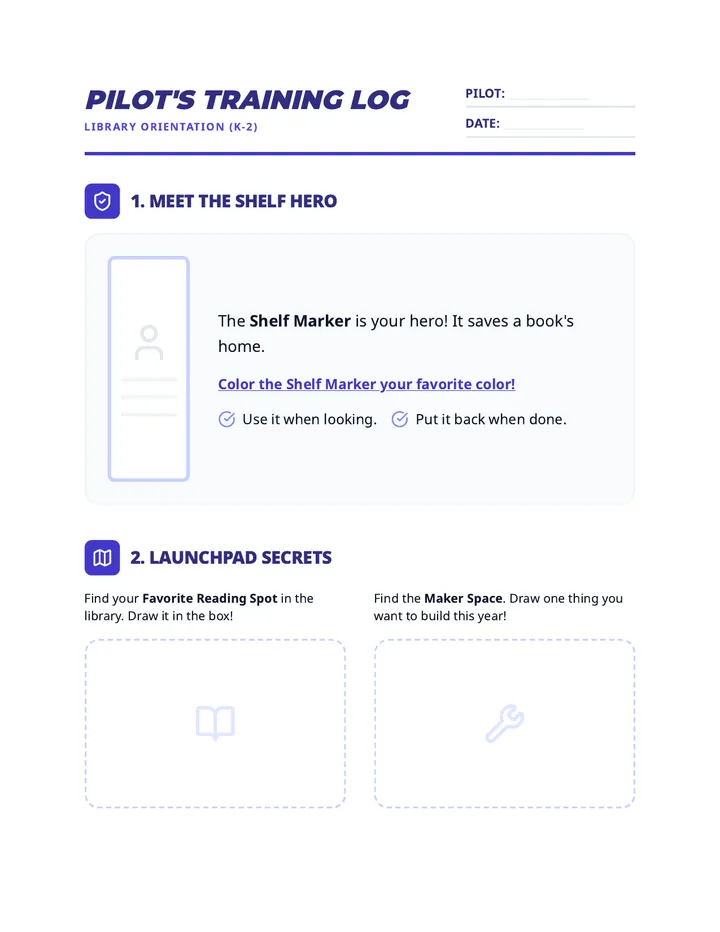Library Launchpad K-2 Worksheet