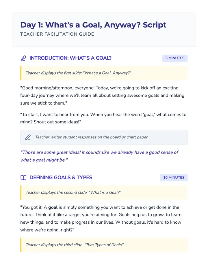 Goal Setting Script