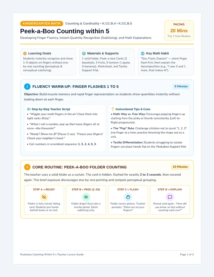 Peekaboo Counting Lesson Plan