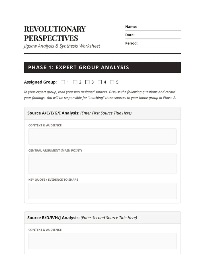 Perspectives Worksheet