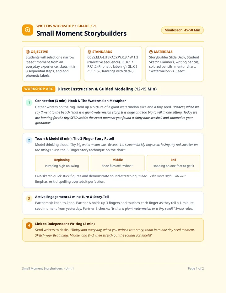 Small Moment Lesson Plan