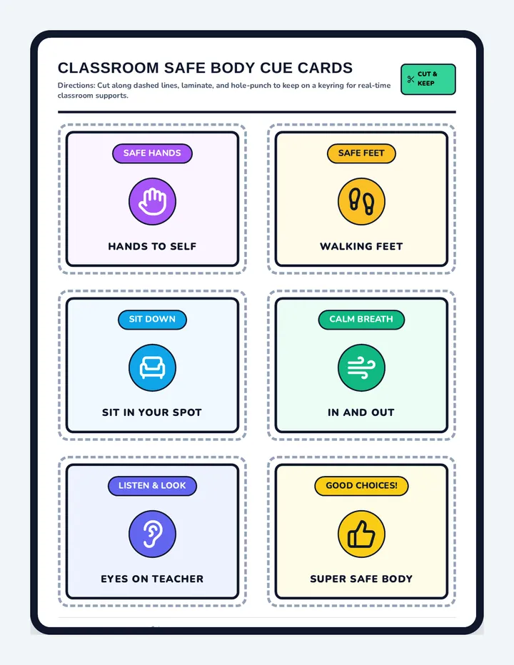 Classroom Safe Body Visual Cards