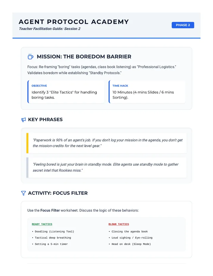 Boredom Barrier Teacher Guide