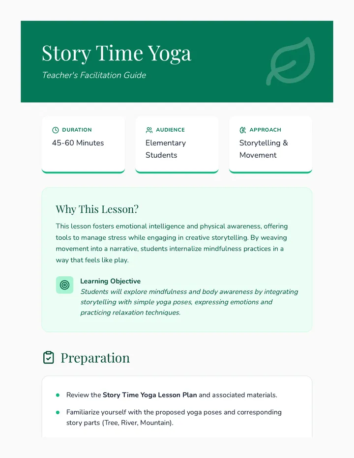 Yoga Story Lesson Plan