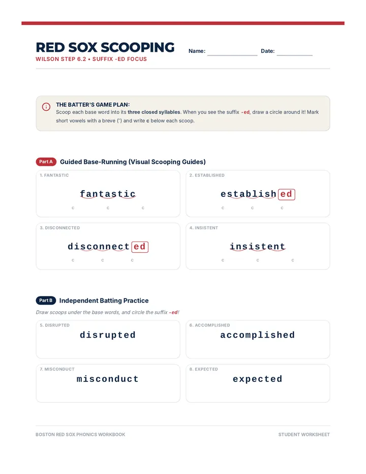 Red Sox Phonics Worksheet