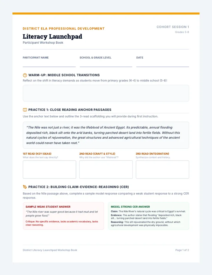 Literacy Launch Participant Workbook