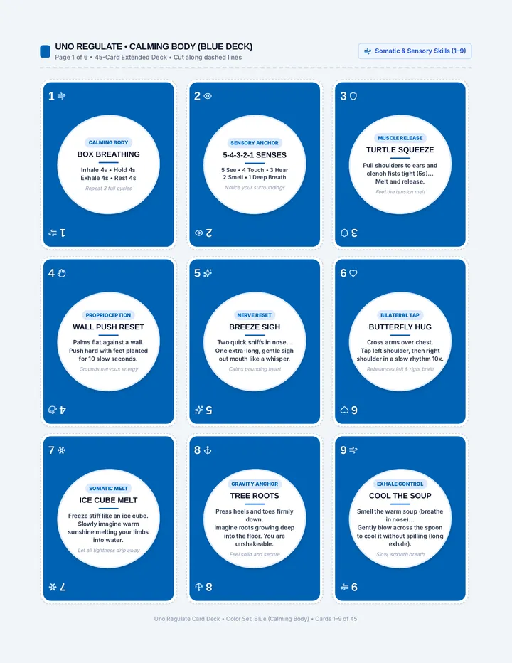 Uno Regulate Coping Cards