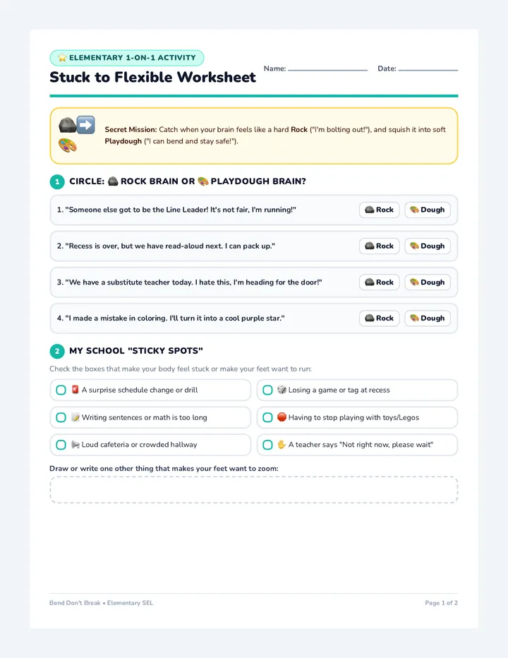 Stuck to Flexible Worksheet