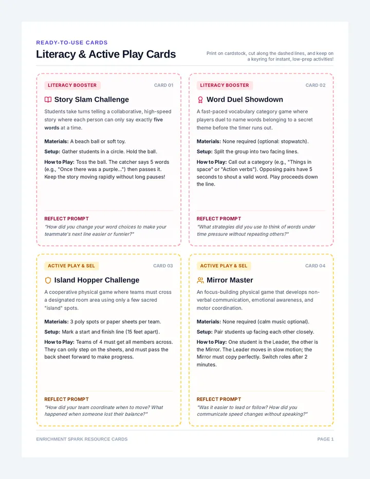 Enrichment Activity Cards