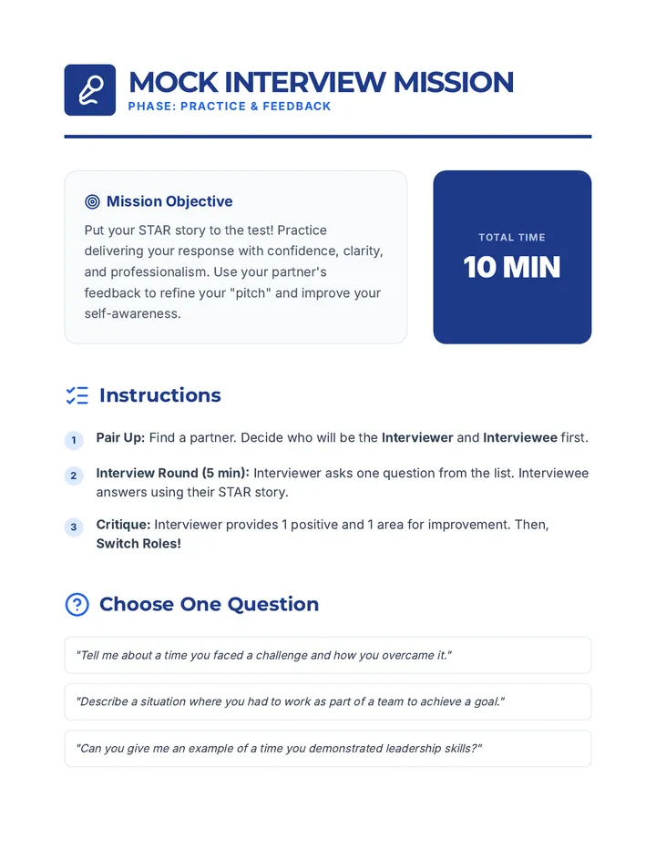 Mock Interview Mission Activity