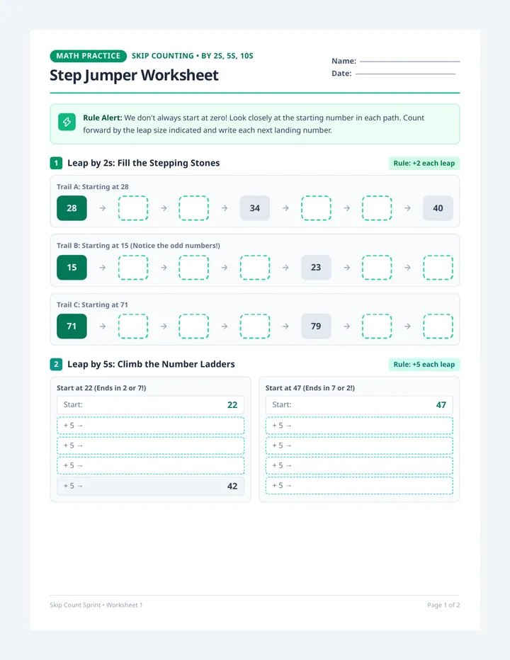Step Jumper Worksheet