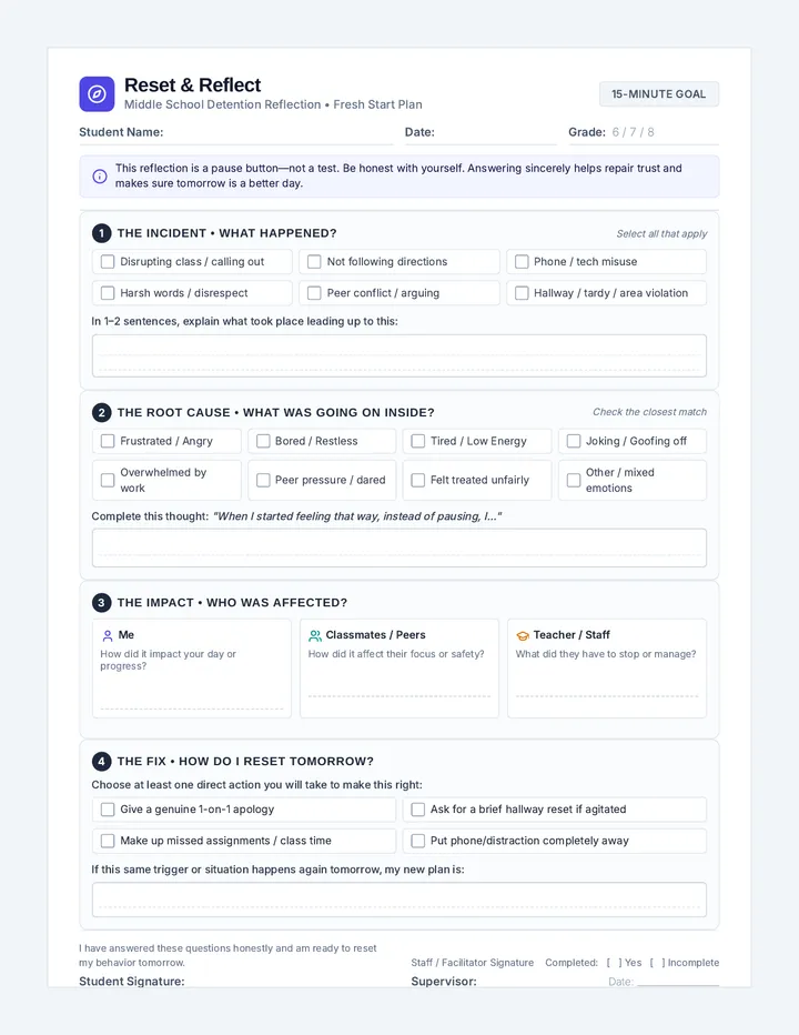 Reset Reflection Sheet