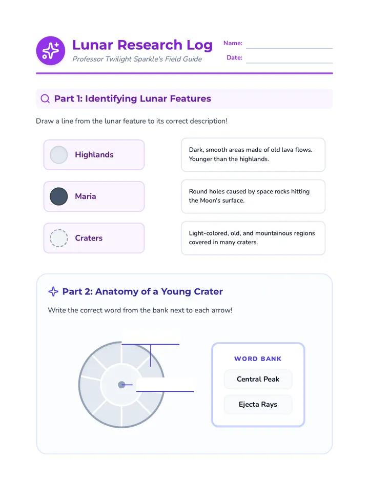 Lunar Sparkle Worksheet