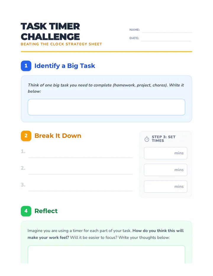 Task Timer Challenge Worksheet