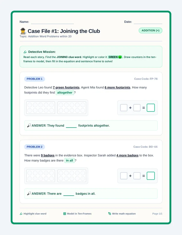 Joining Club Worksheet