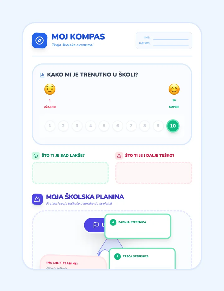 Moj Školski Kompas Radni List Jednostrani