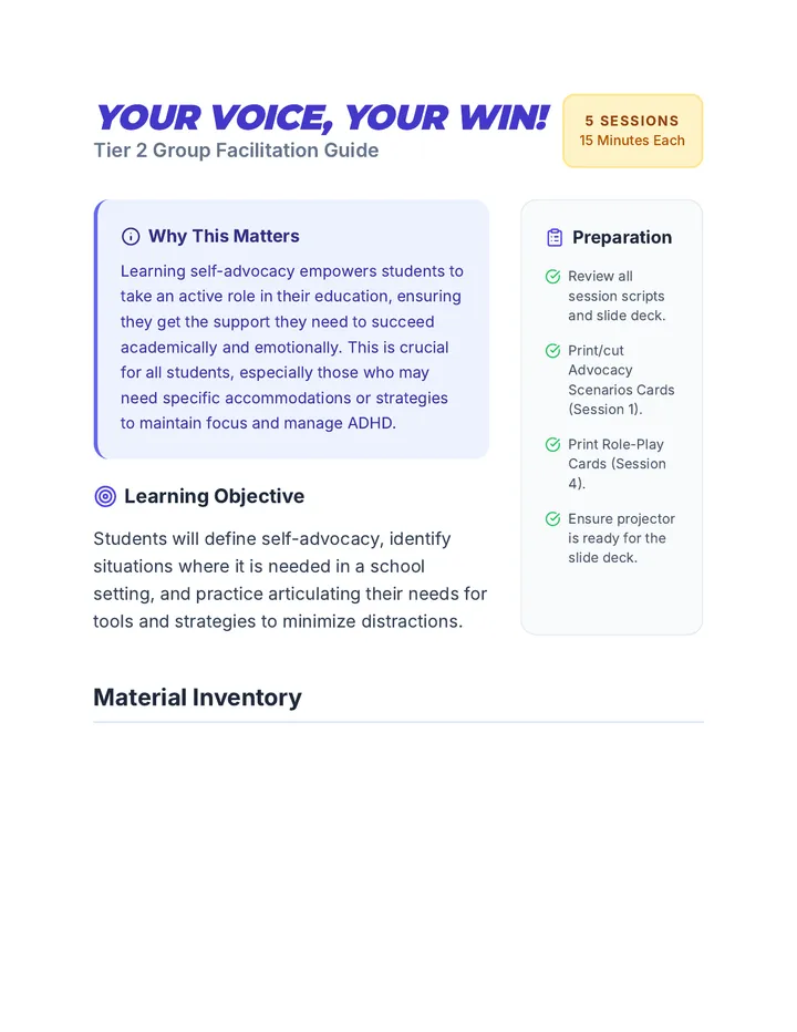 Your Voice Your Win Lesson Plan