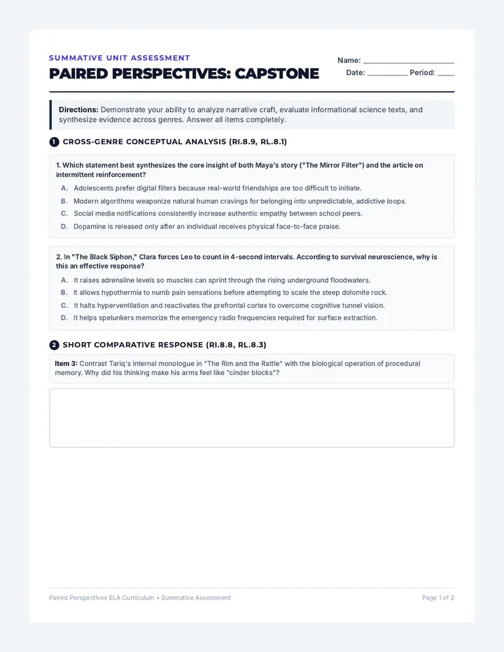 Paired Capstone Assessment Worksheet