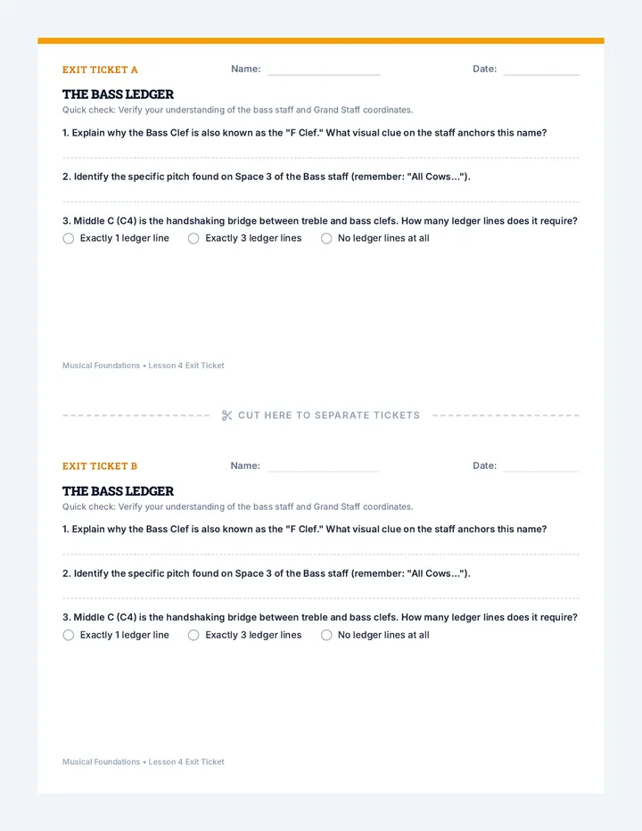 Bass Ledger Exit Ticket