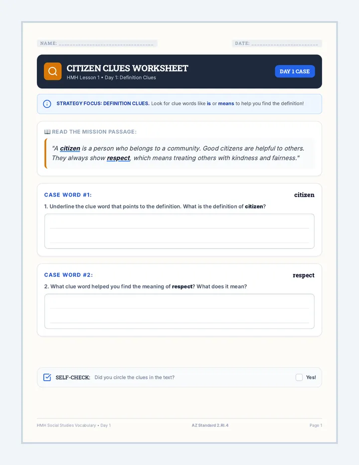 Citizen Clues Worksheet