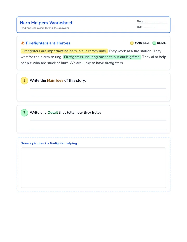 Hero Helpers Worksheet