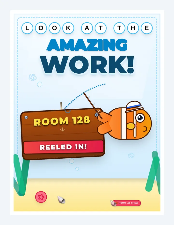 Room 128 Reeled In Sign