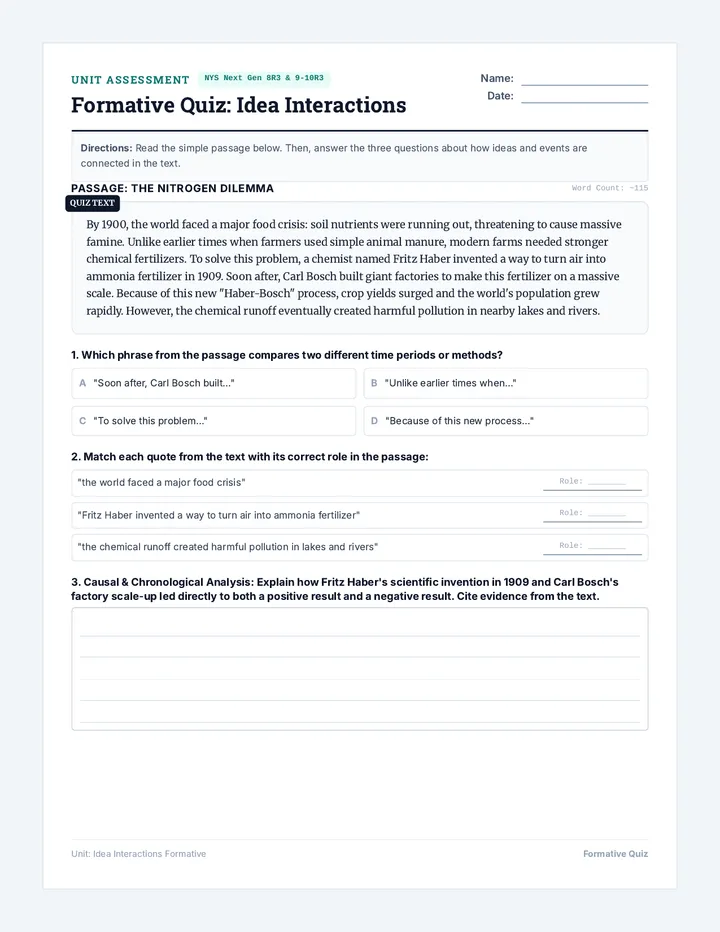 Idea Interactions Quiz page 1
