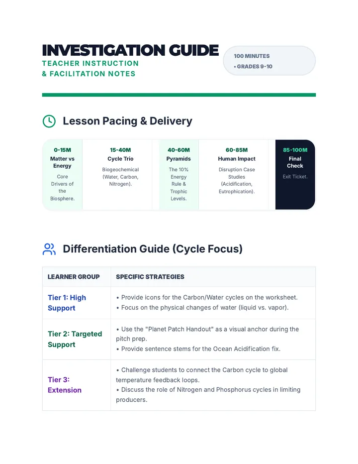 Investigation Guide Teacher Notes