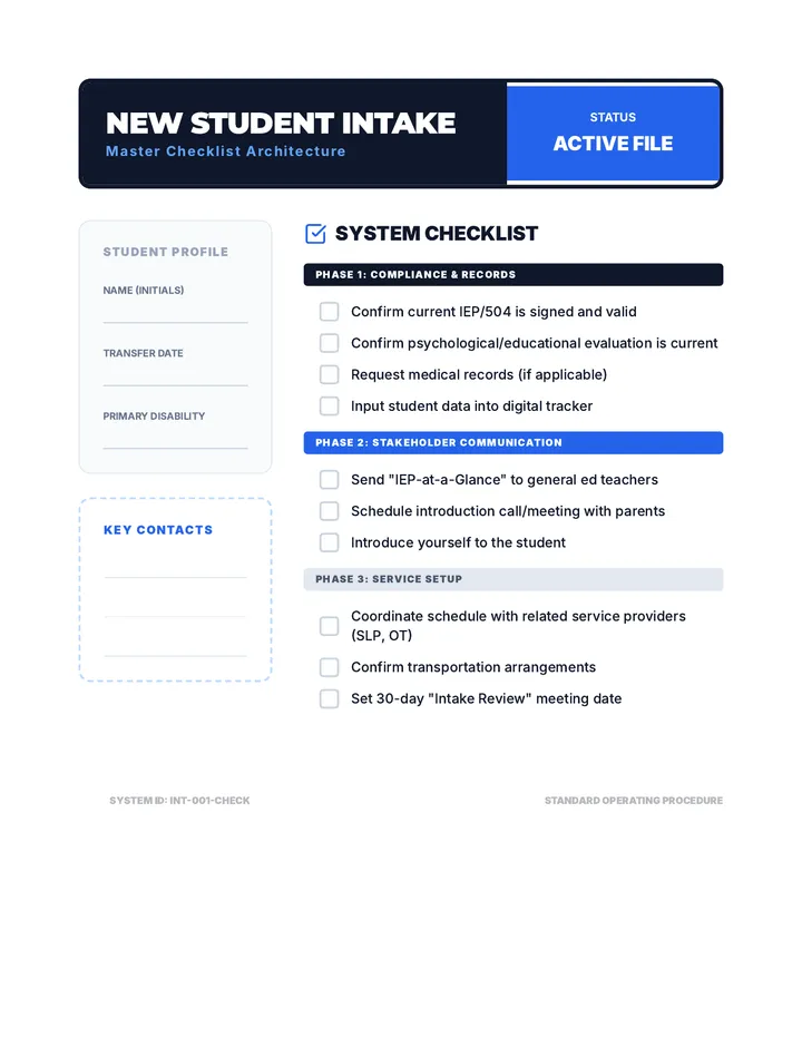 Intake Checklist Template