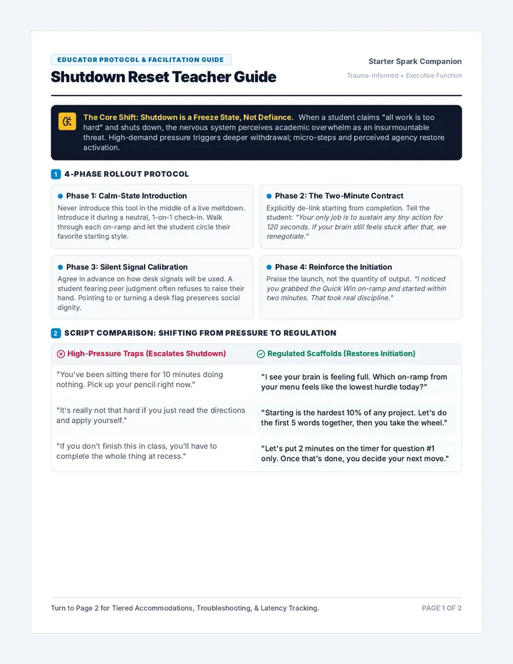 Shutdown Reset Teacher Guide