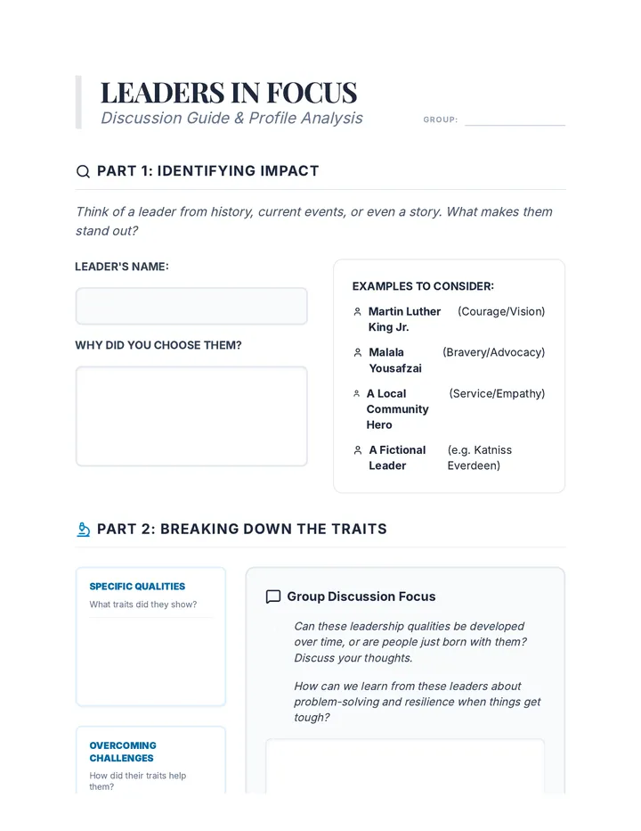 Famous Leaders Discussion Guide