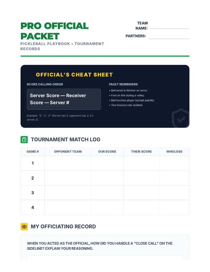 Pro Official Tournament Packet