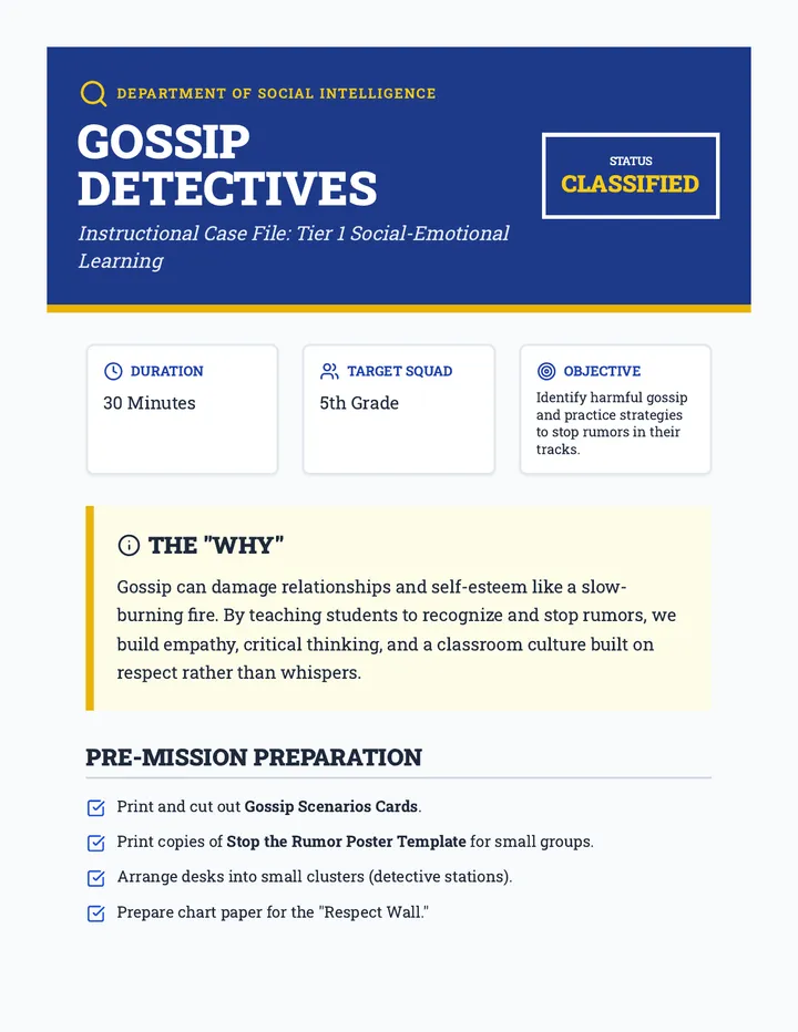 Gossip Detectives Teacher Guide